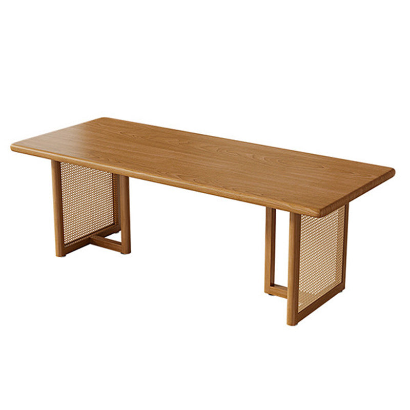 Modern Dining Set 1/5 Pcs Solid Wood Dining Table and Chairs in Brown