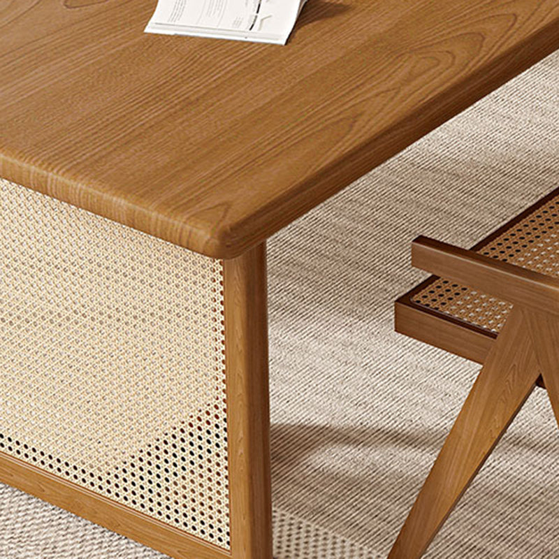 Modern Dining Set 1/5 Pcs Solid Wood Dining Table and Chairs in Brown