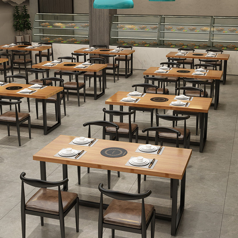 Industrial Dining Set 1/5 Pcs Solid Wood Top Dining Table and Armless Chairs