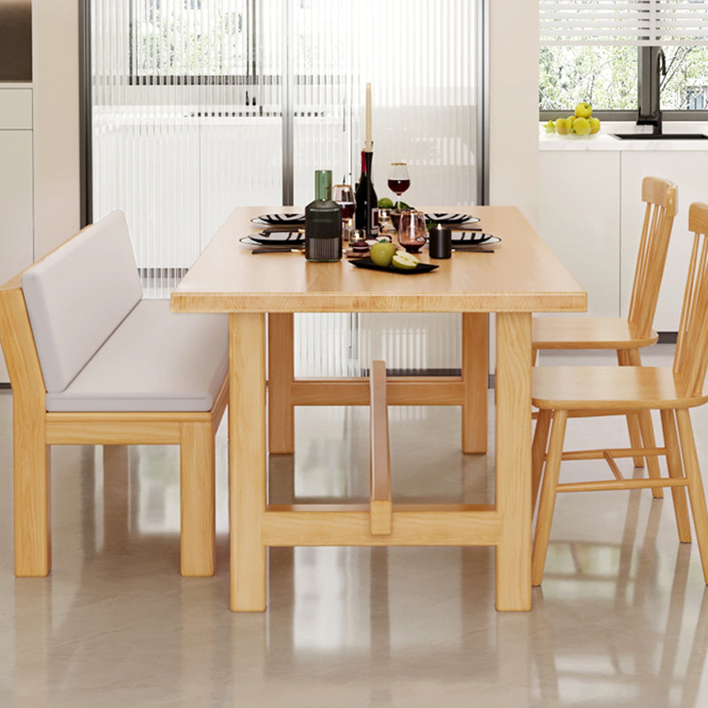 Trestle Dining Table Set 1/4 Pcs Rectangle Dining Table and Chairs in Natural
