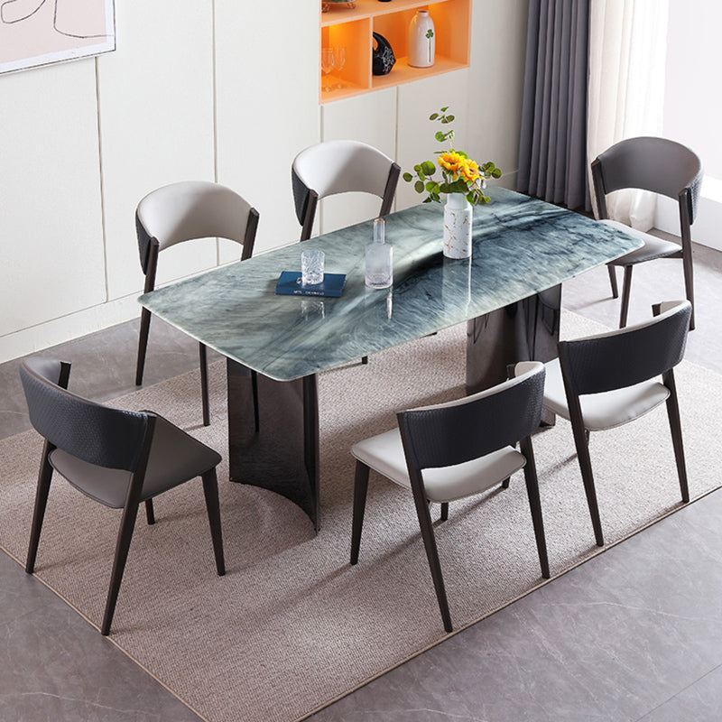 Modern Dining Set 1/5/7 Pcs Rectangle Marble Dining Table with Armless Chairs