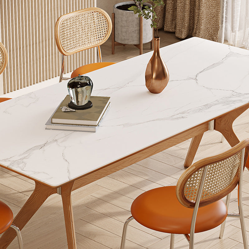 Nordic 1/4/5/7 Pieces Furniture Rectangle Stone Dining Table Set in White