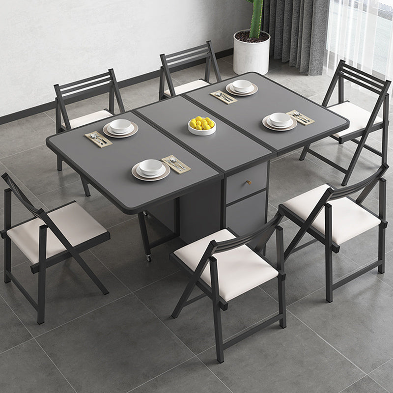 Rectangle Dining Table Set 1/4/5/7 Pcs Folding Table and Chairs with Metal Frame