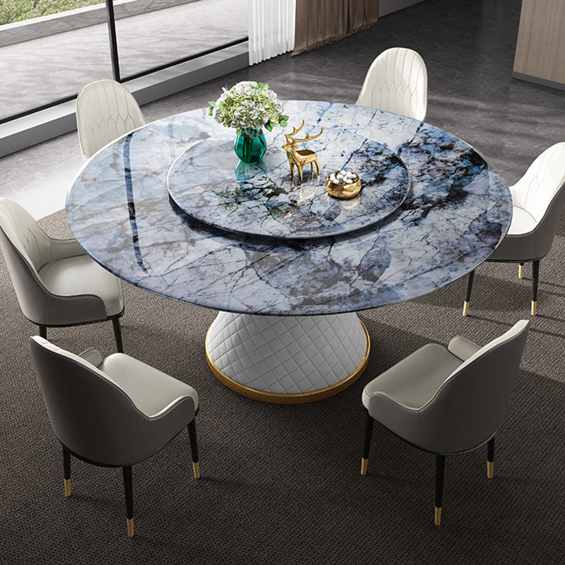 Modern Dining Set 1/7 Pcs Marble Dining Table and Upholstered Chairs