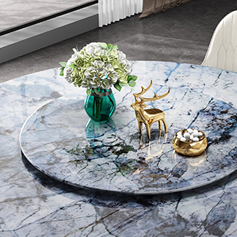 Modern Dining Set 1/7 Pcs Marble Dining Table and Upholstered Chairs