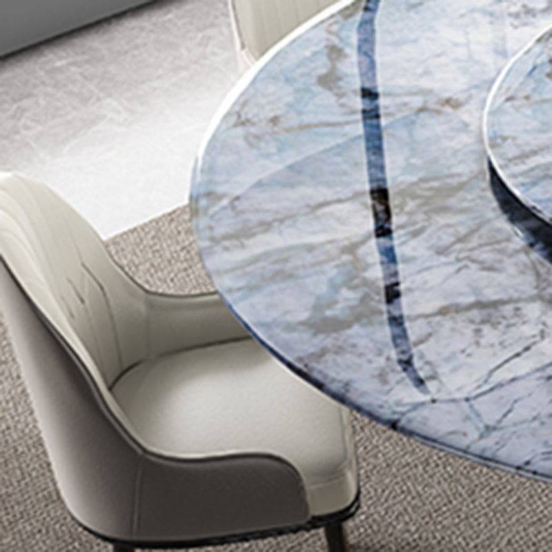 Modern Dining Set 1/7 Pcs Marble Dining Table and Upholstered Chairs
