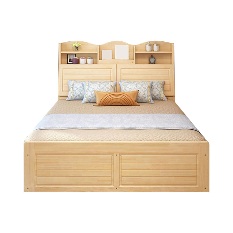 Modern Solid Wood Bed Frame Headboard Standard Bed with Storage