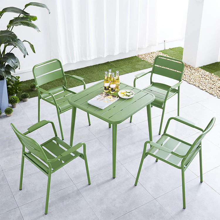 Modern Green Bistro Table Set 1/5/7 Pcs Metal Bistro Set for Small Places