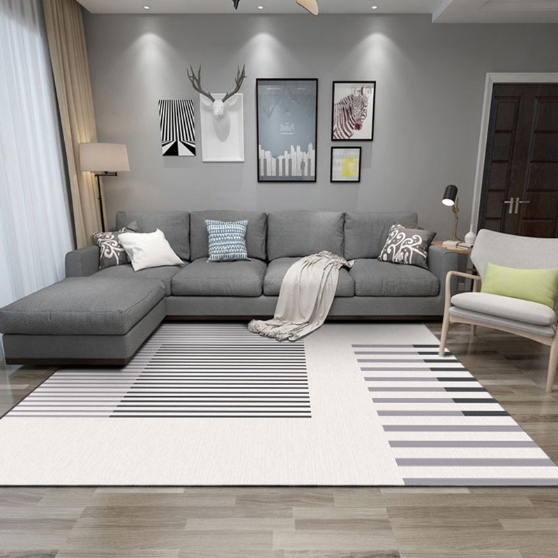 Beige Modern Rug Polyester Irregular Line Rug Washable Rug for Drawing Room