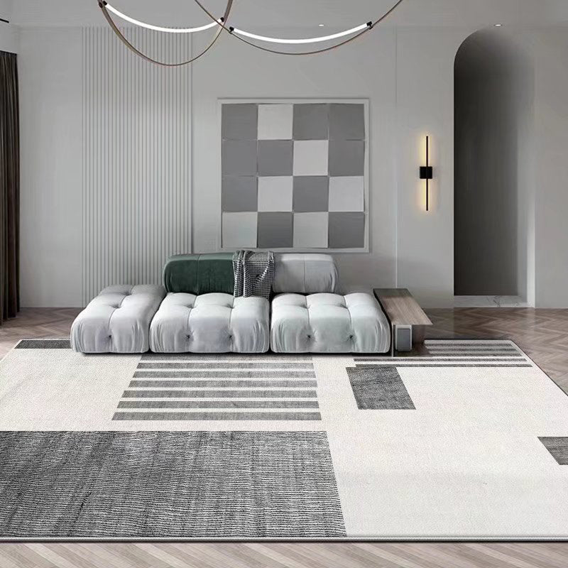 Modern Gray Indoor Rug Polyester Graphic Rug Washable Rug for Home Decoration