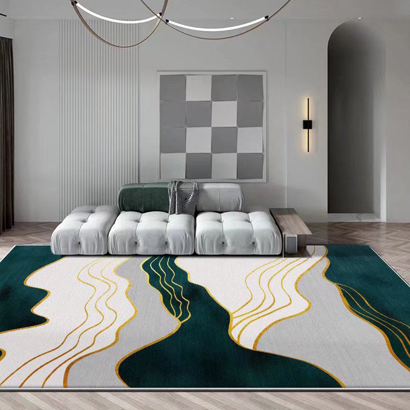 Modern Gray Indoor Rug Polyester Graphic Rug Washable Rug for Home Decoration