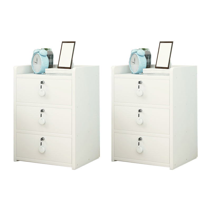 Faux Wood Bedside Cabinet Contemporary Night Table for Bedroom