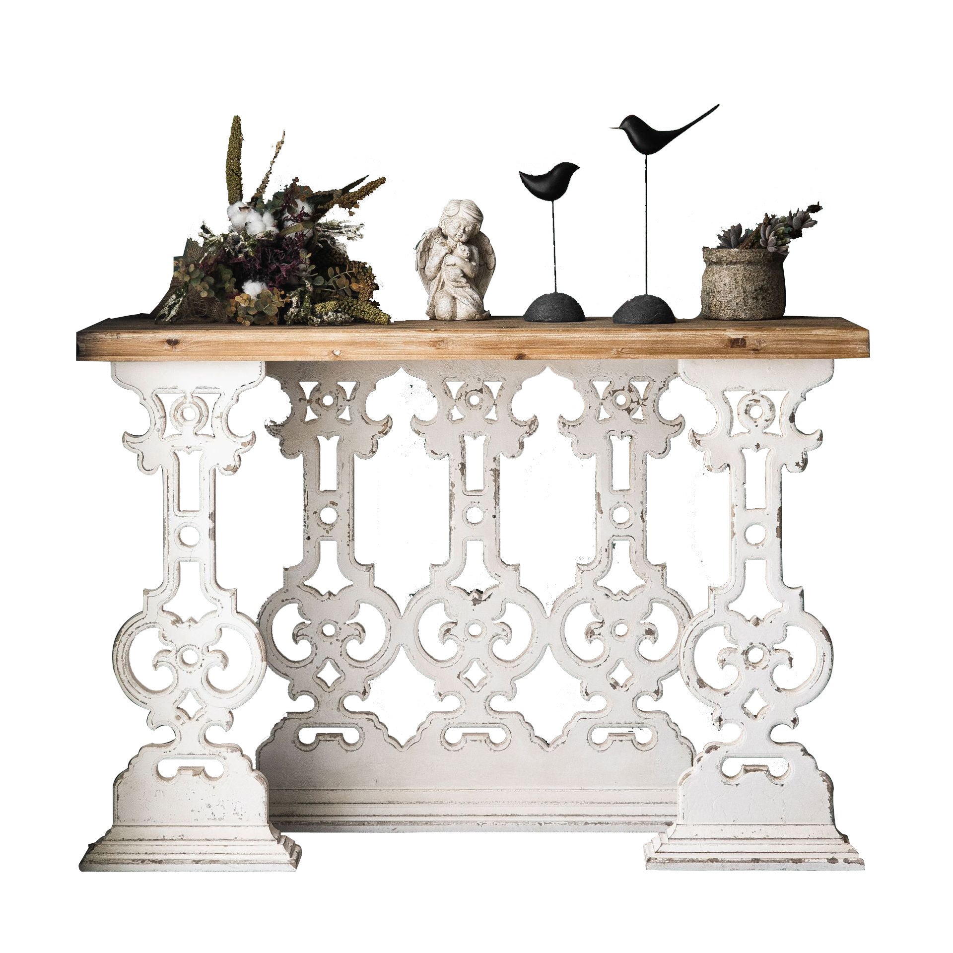 French Country Wood Console Table Rectangle End Table for Hall