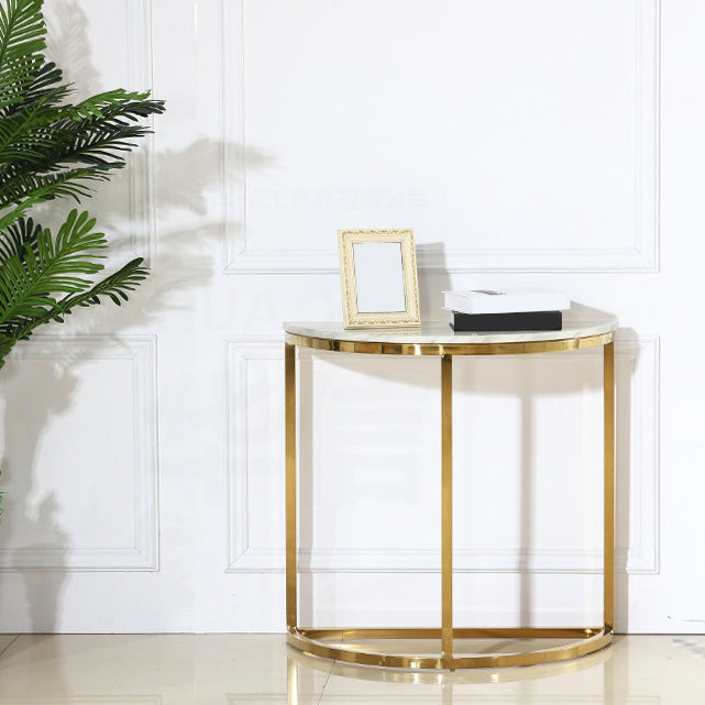 Glam Stone End Table Scratch Resistant Console Table for Hall
