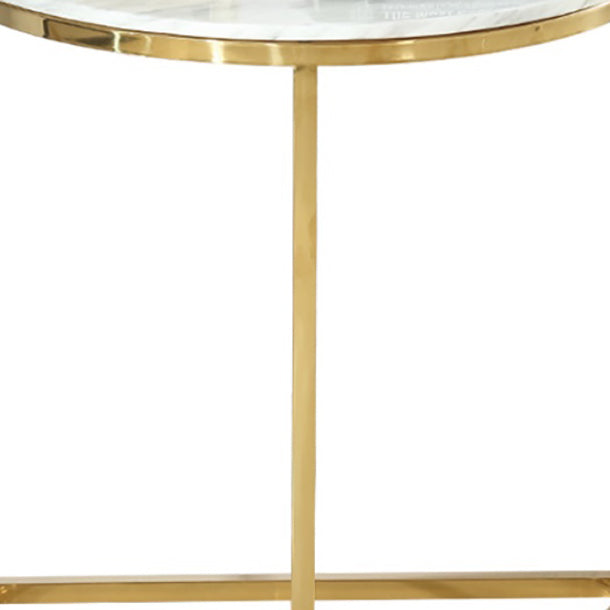 Glam Stone End Table Scratch Resistant Console Table for Hall
