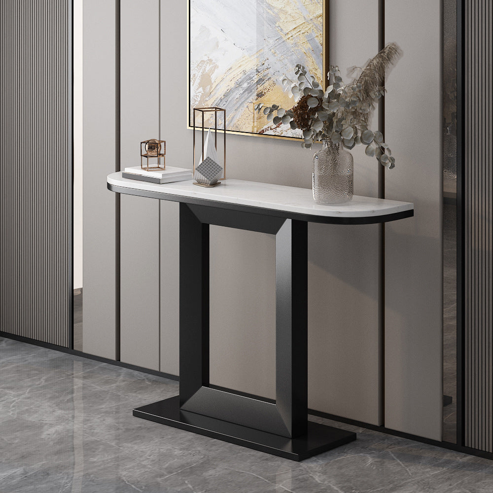 Glam Marble Console Table Iron Half Moon Console Sofa Table for Hall