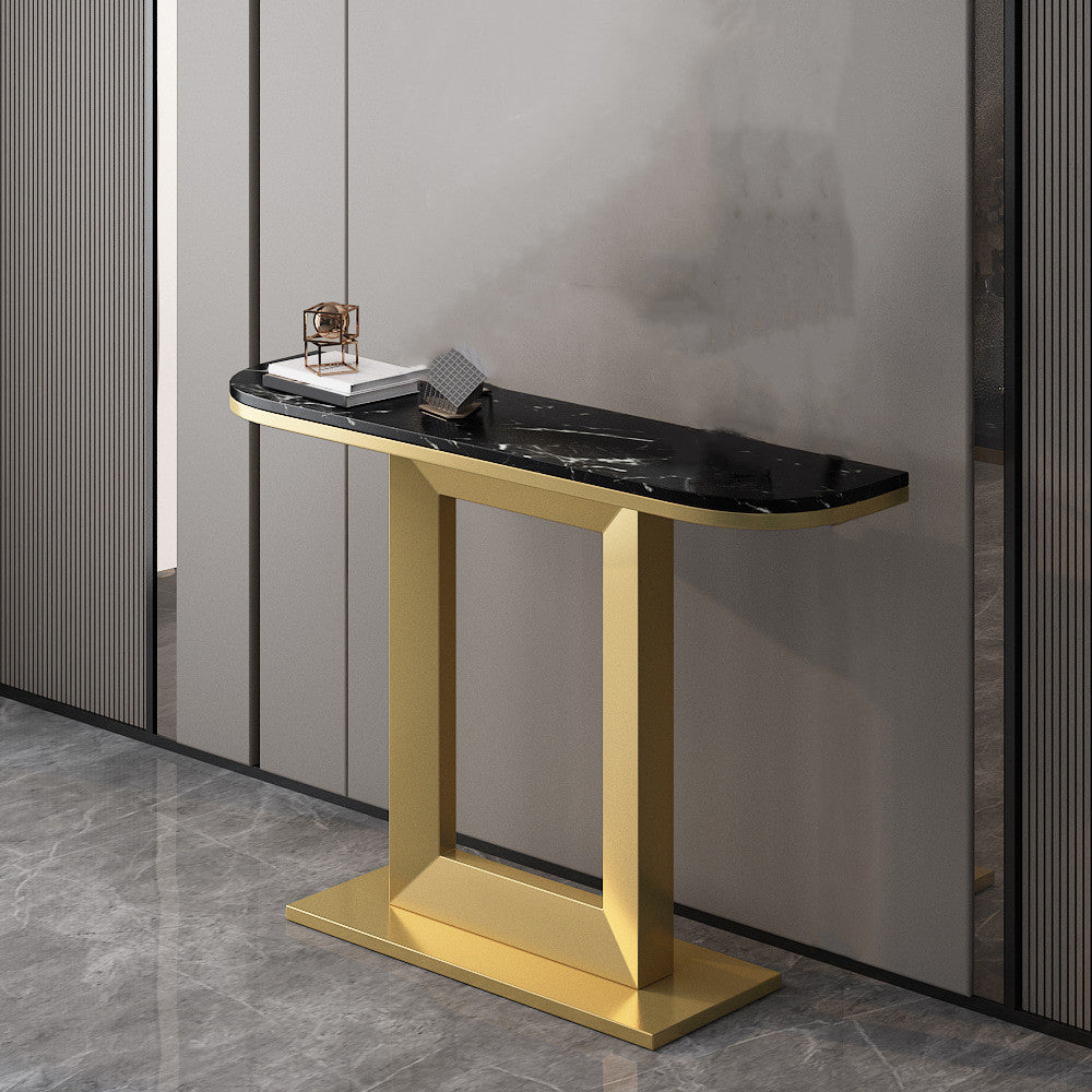 Glam Marble Console Table Iron Half Moon Console Sofa Table for Hall