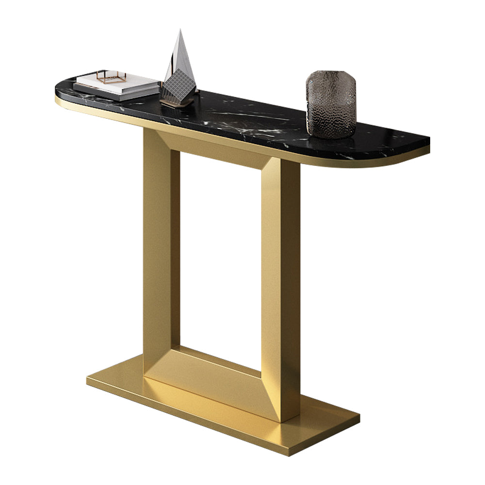 Glam Marble Console Table Iron Half Moon Console Sofa Table for Hall
