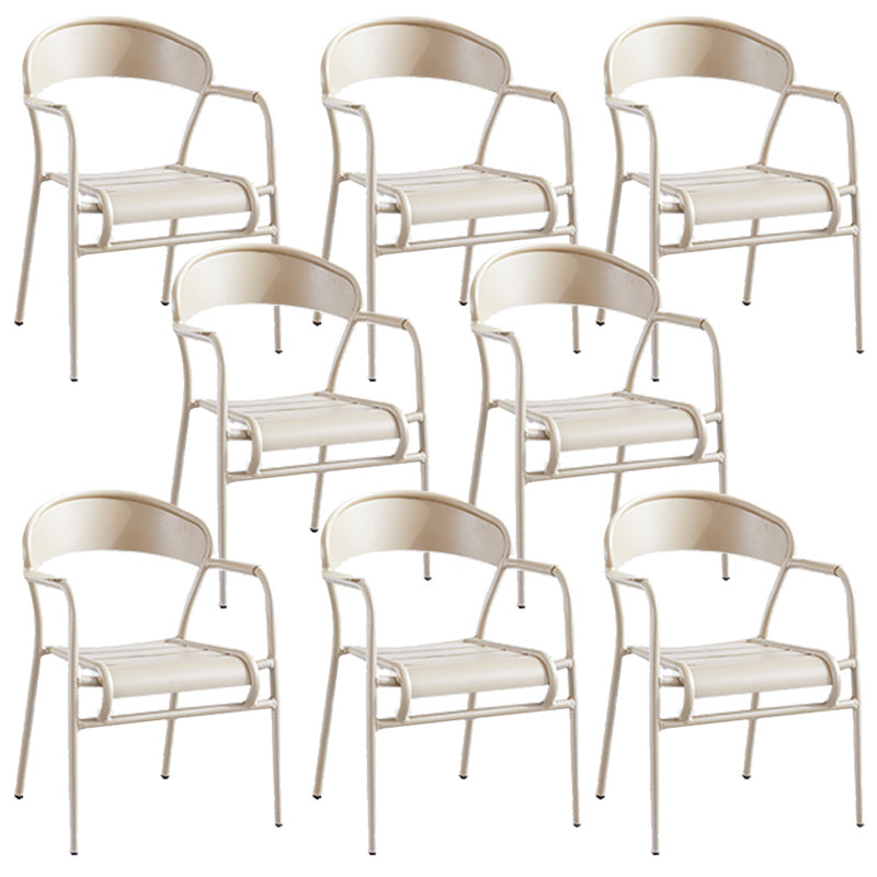 Metal Dining Side Chair Modern Patio Dining Armchair Set of 1/2/4/6/8