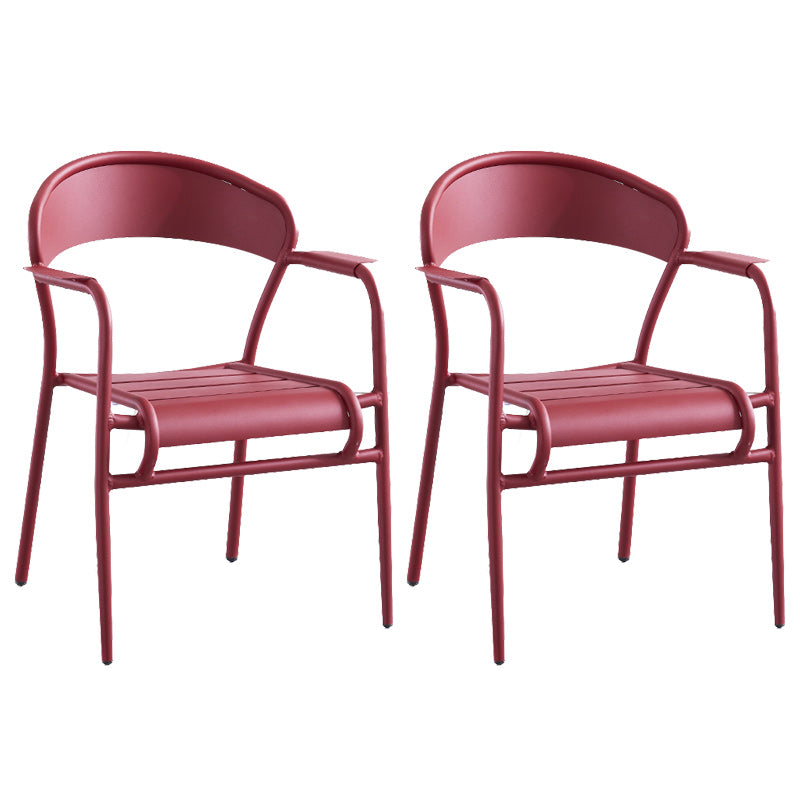 Metal Dining Side Chair Modern Patio Dining Armchair Set of 1/2/4/6/8