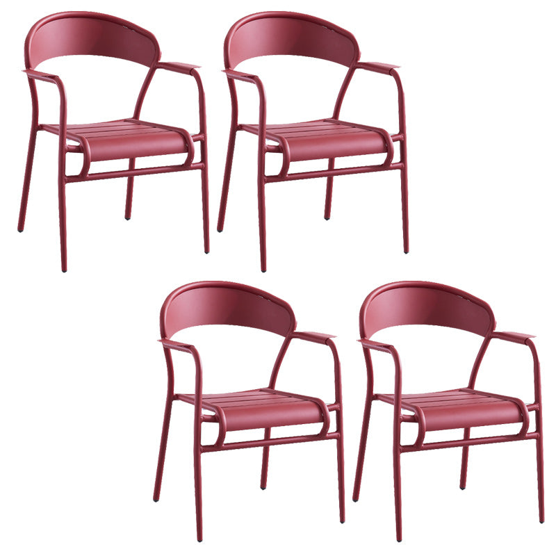 Metal Dining Side Chair Modern Patio Dining Armchair Set of 1/2/4/6/8