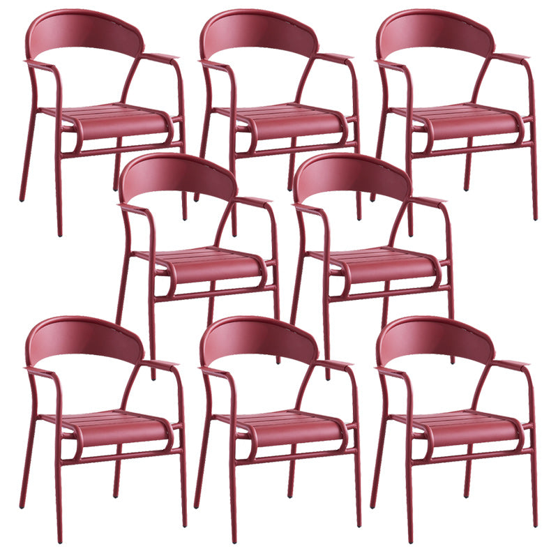 Metal Dining Side Chair Modern Patio Dining Armchair Set of 1/2/4/6/8