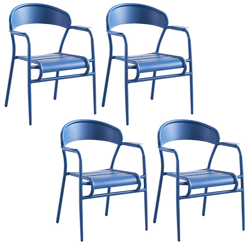 Metal Dining Side Chair Modern Patio Dining Armchair Set of 1/2/4/6/8