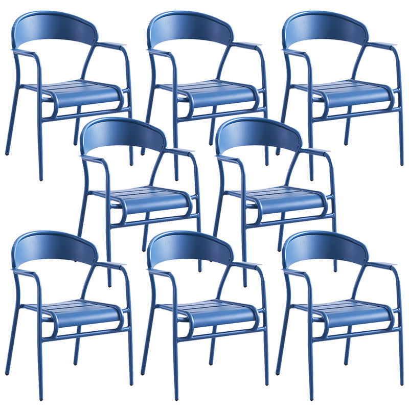 Metal Dining Side Chair Modern Patio Dining Armchair Set of 1/2/4/6/8
