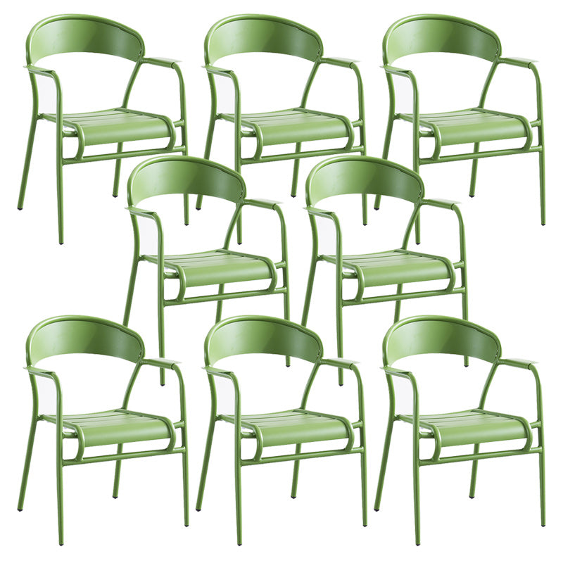 Metal Dining Side Chair Modern Patio Dining Armchair Set of 1/2/4/6/8