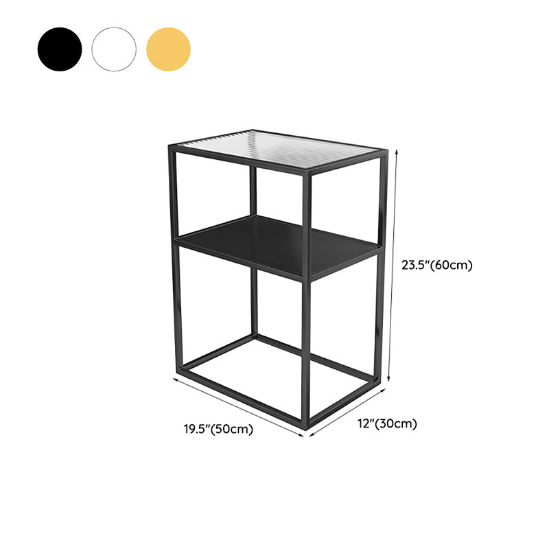 Frame End Slide Table Rectangular Double Tier Corner Table with Storage