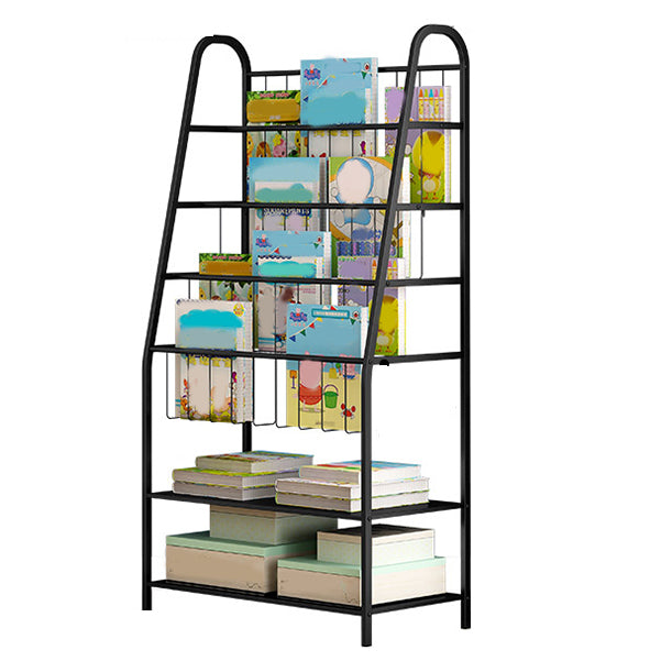 Scandinavian Ladder Bookcase Metal Open Back Bookshelf with Shelves
