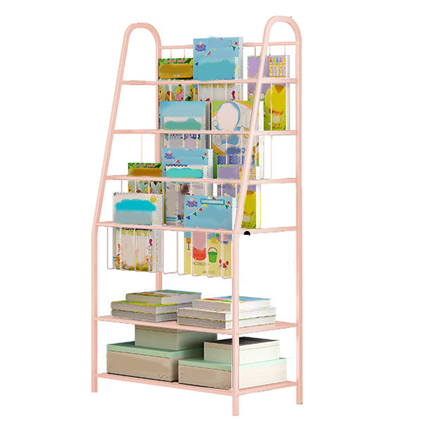 Scandinavian Ladder Bookcase Metal Open Back Bookshelf with Shelves