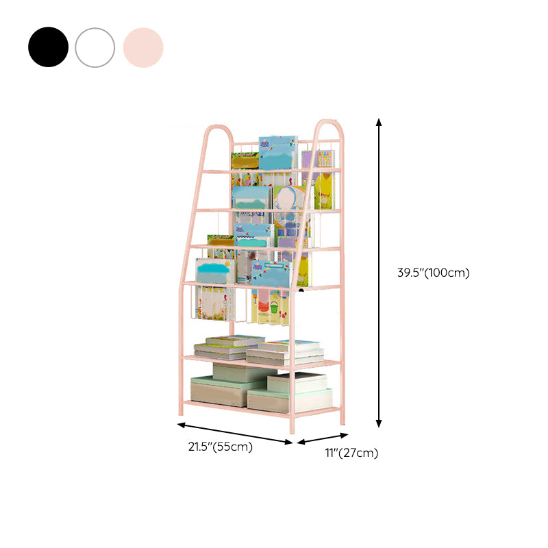 Scandinavian Ladder Bookcase Metal Open Back Bookshelf with Shelves