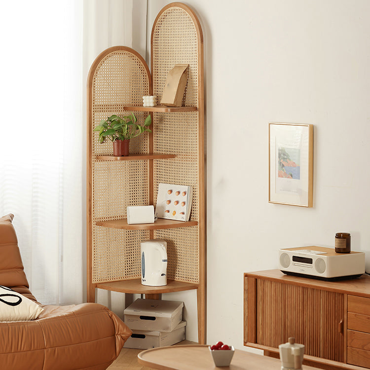 Contemporary Corner Bookshelf Wooden Closed Back Bookcase with Shelves