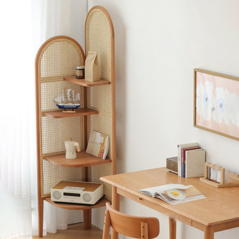 Contemporary Corner Bookshelf Wooden Closed Back Bookcase with Shelves
