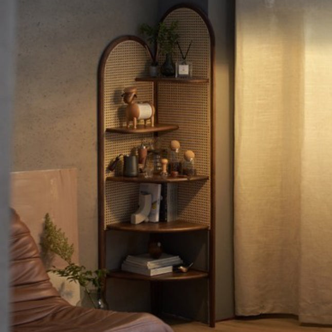 Contemporary Corner Bookshelf Wooden Closed Back Bookcase with Shelves