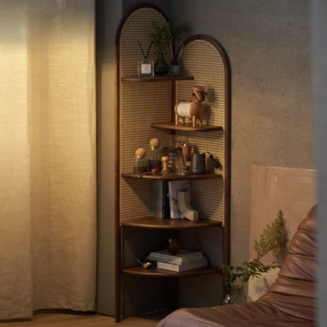 Contemporary Corner Bookshelf Wooden Closed Back Bookcase with Shelves