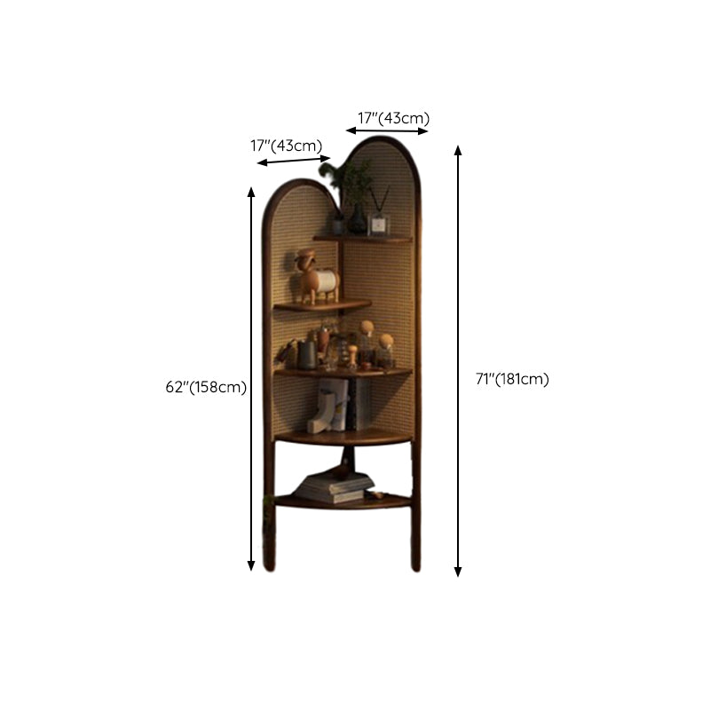 Contemporary Corner Bookshelf Wooden Closed Back Bookcase with Shelves