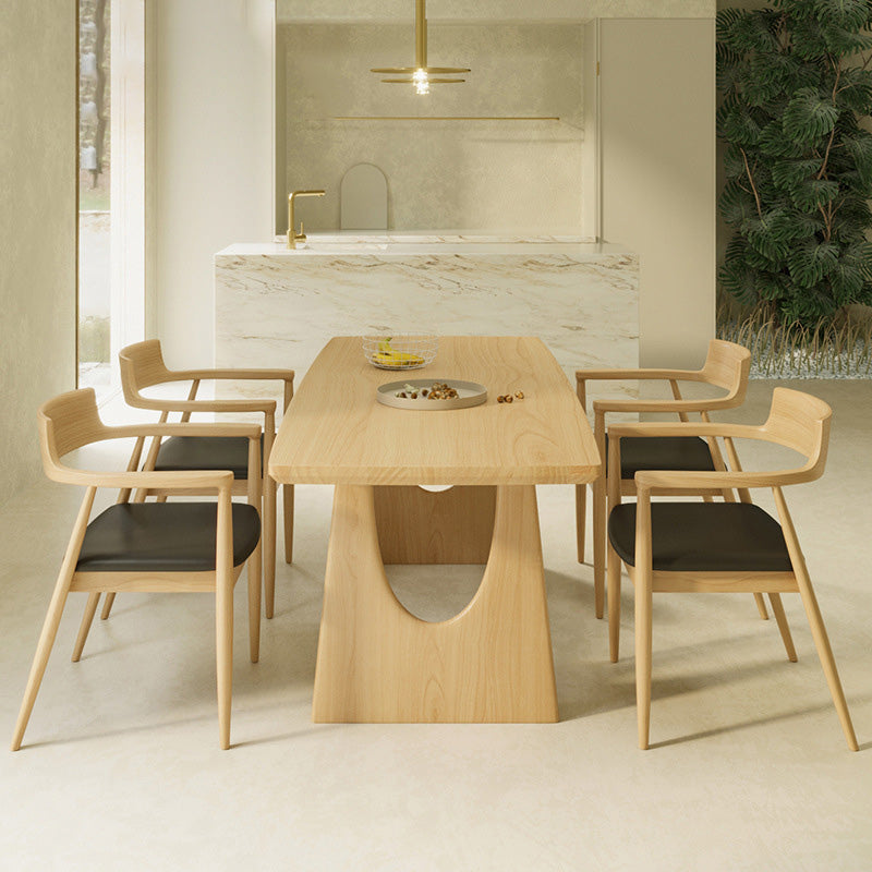 Contemporary Solid Wood Top Dining Table Light Wood Finish Dinette Table