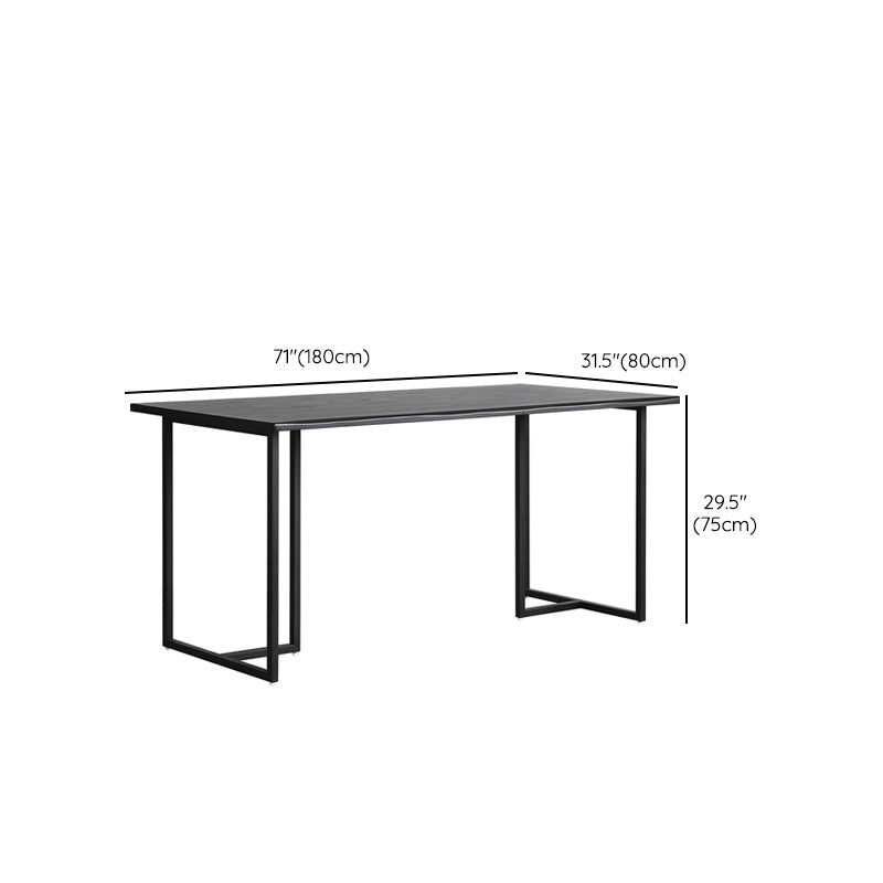 Industrial Solid Wood Dining Table Iron Double Pedestal Dining Table in Black
