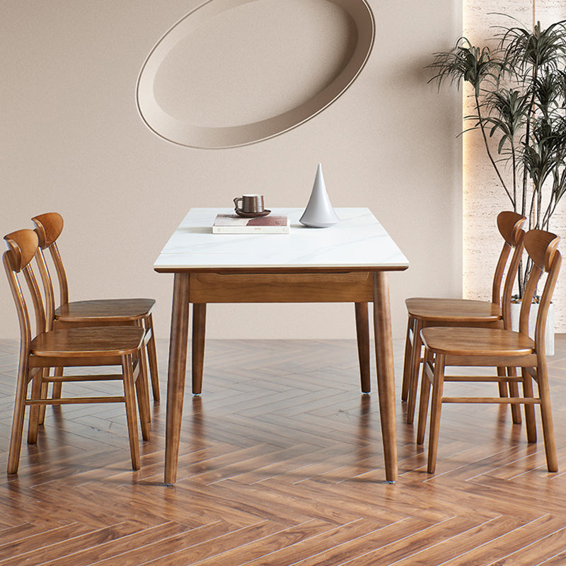 Modern Rectangle Dining Table Stone Top Extension Dining Table