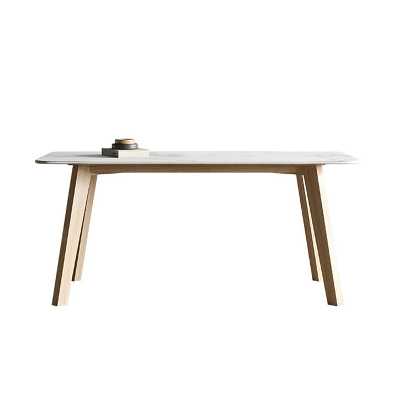 White Stone Top Table for Home Mid-Century Modern Dining Table