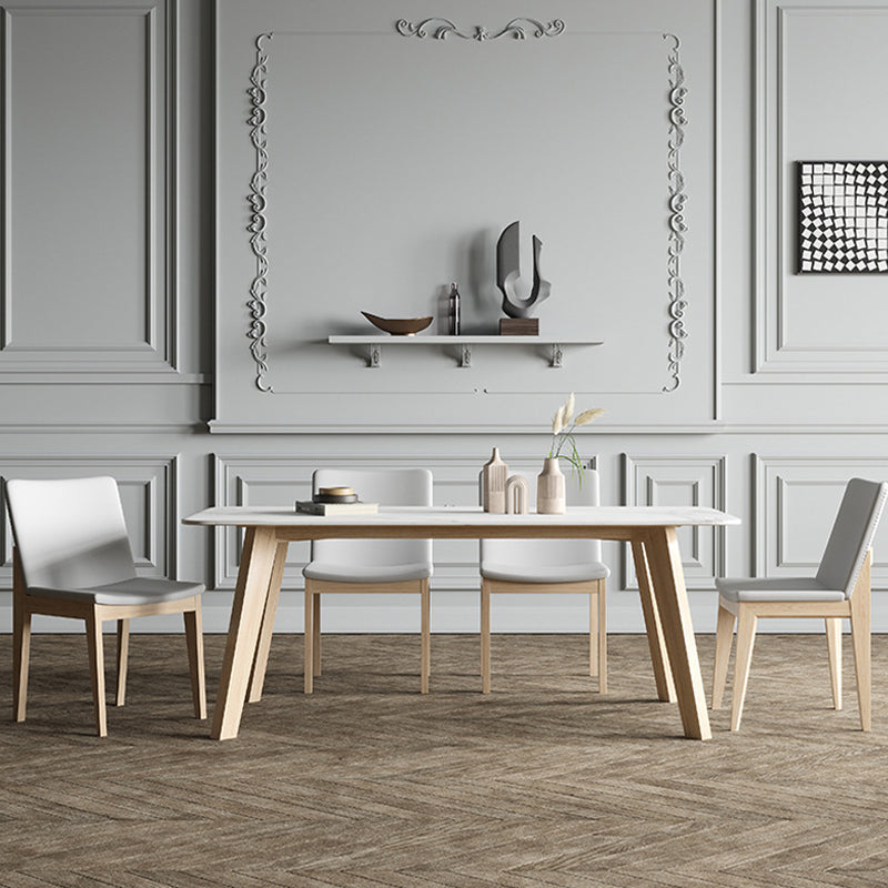 White Stone Top Table for Home Mid-Century Modern Dining Table