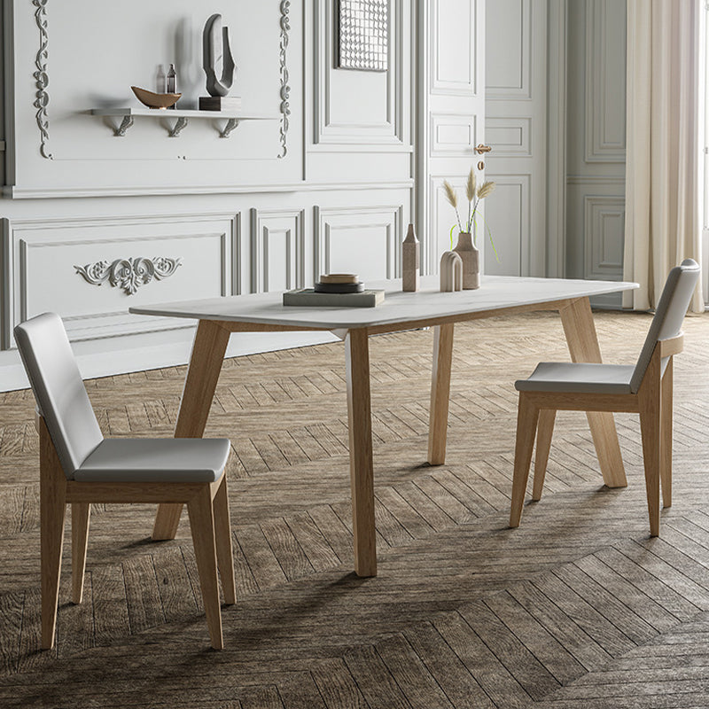 White Stone Top Table for Home Mid-Century Modern Dining Table