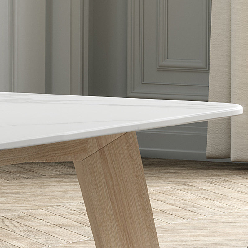White Stone Top Table for Home Mid-Century Modern Dining Table