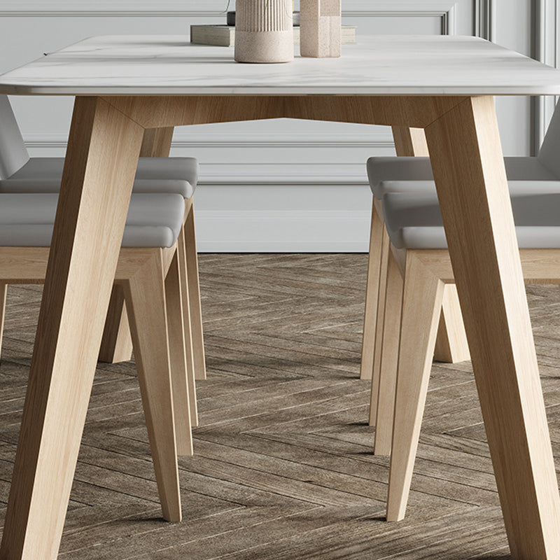 White Stone Top Table for Home Mid-Century Modern Dining Table