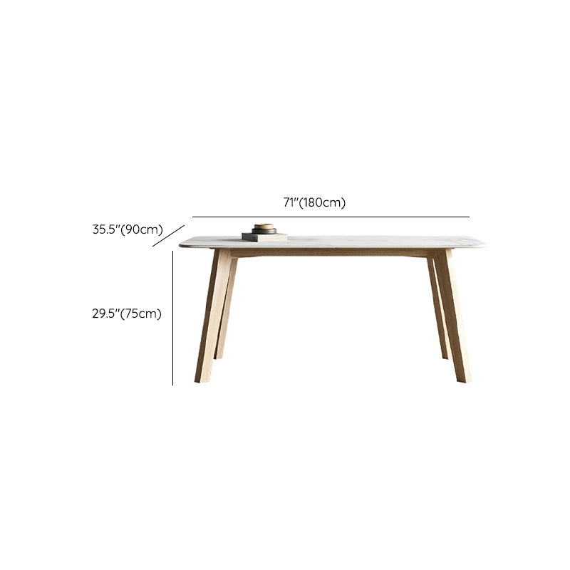 White Stone Top Table for Home Mid-Century Modern Dining Table