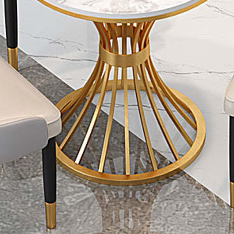 Contemporary Dining Table with Metal Pedestal Base White Top Table for Home