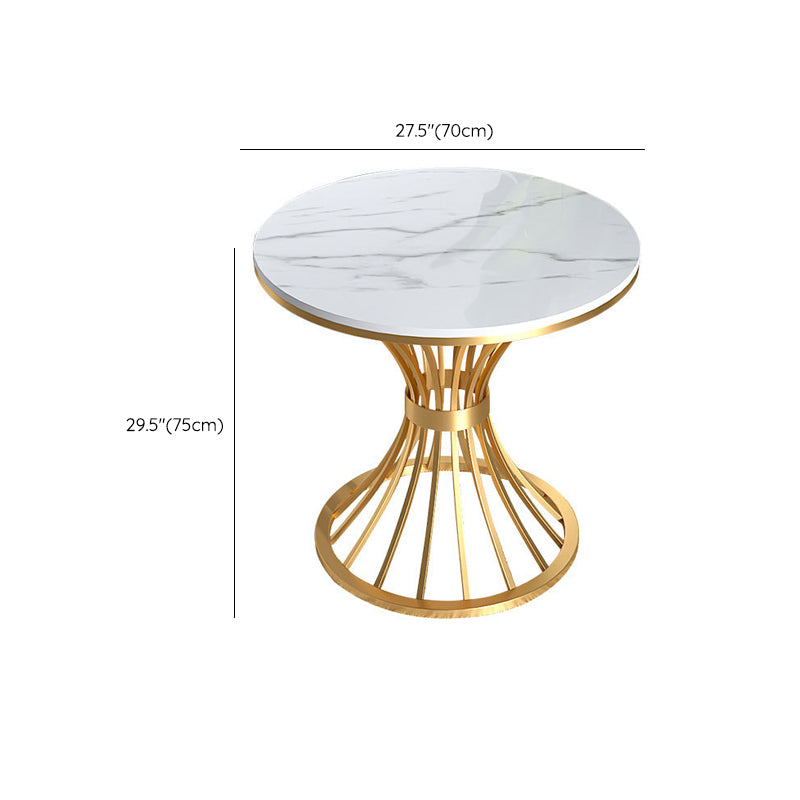 Contemporary Dining Table with Metal Pedestal Base White Top Table for Home