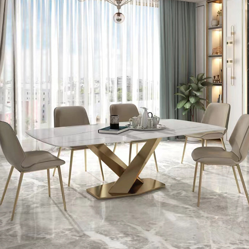 Traditional Luxury Rectangle Dining Table Stone Top Table for Dining Room